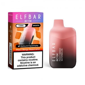 ELFBAR BCK15K PEACH MANGO WATERMELON TURBO SMOOTH EN INDY ARGENTINA VAPES